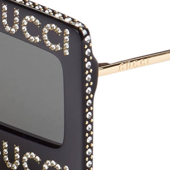 SOLD⛔️Authentic GUCCI 60 Rectangular "Hollywood collection " crystals acetate - Picture 5 of 16